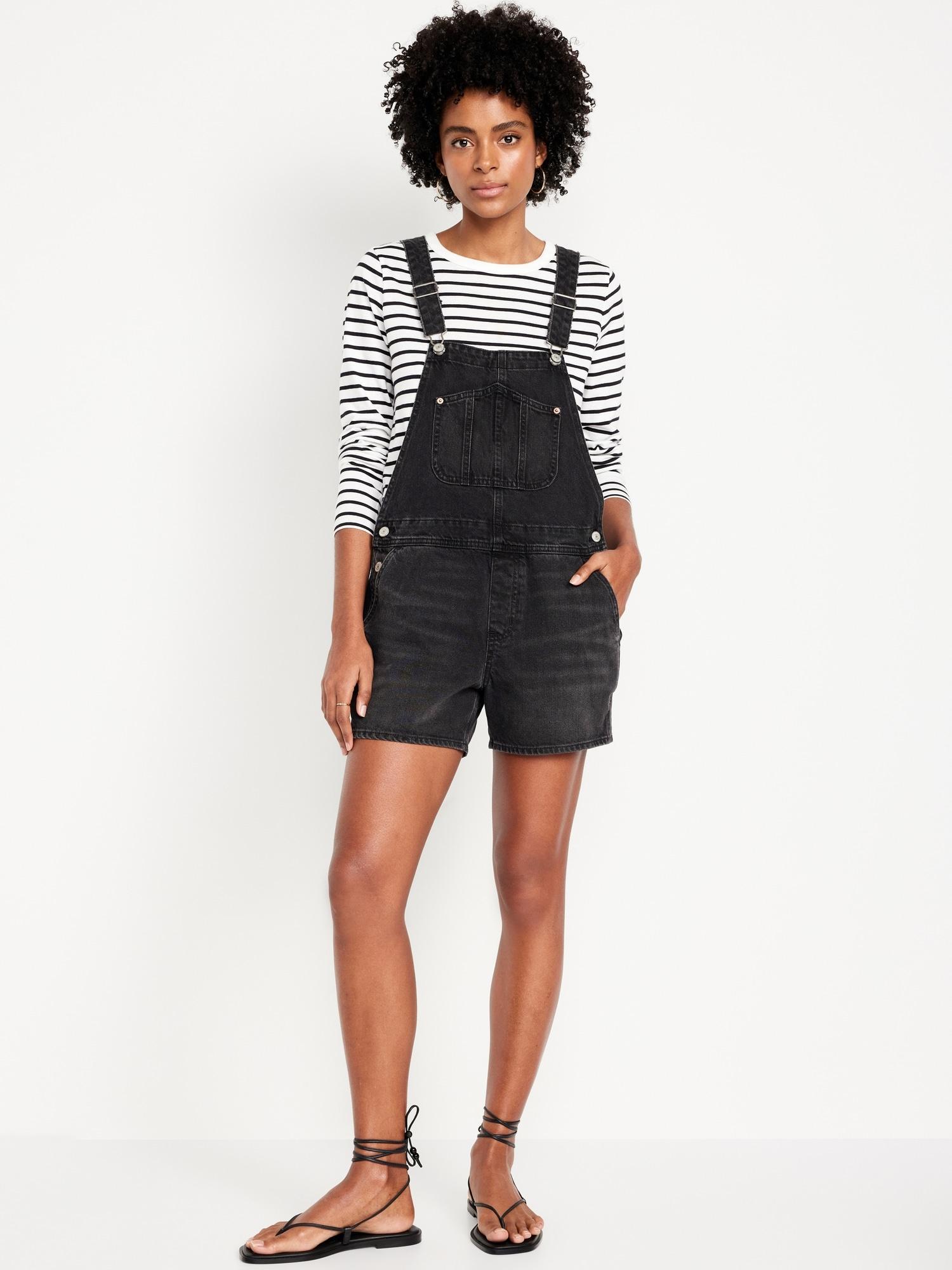 Slouchy Non-Stretch Jean Shortalls for Women -- 3.5-inch inseam product image