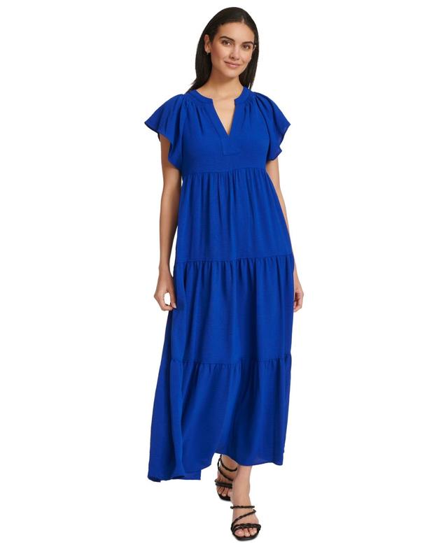 Calvin Klein Womens Short-Sleeve Tiered Maxi Dress Product Image