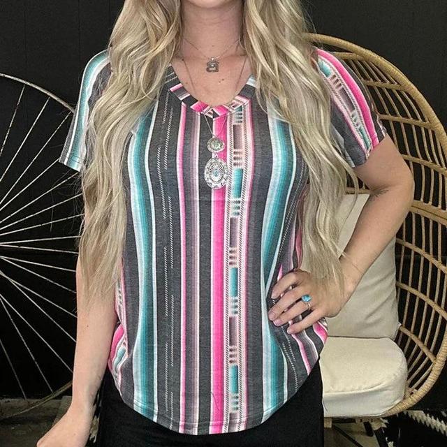 Plus Serape City Heart Top Product Image