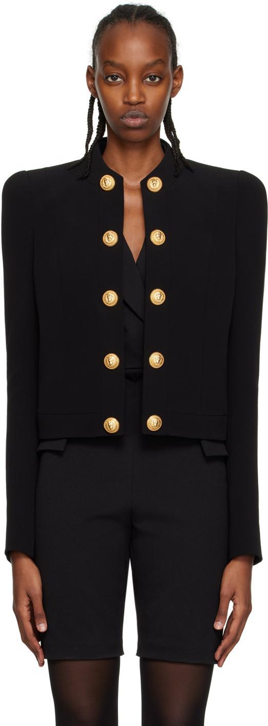 BALMAIN Buttoned Viscose Crepe Blazer In ブラック Product Image