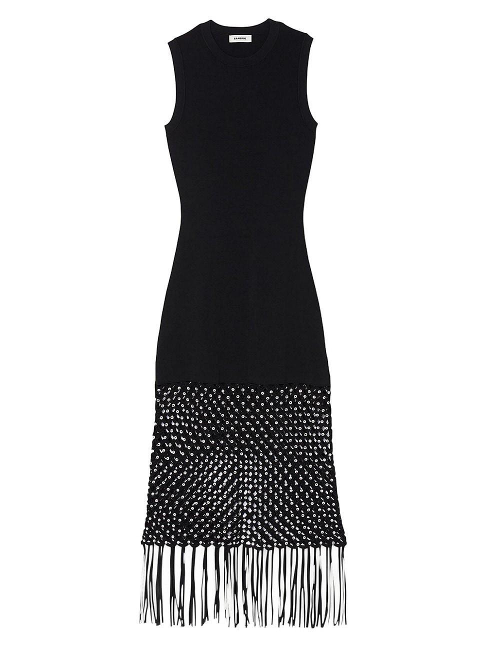 Womens Fringed Knit Dress Product Image