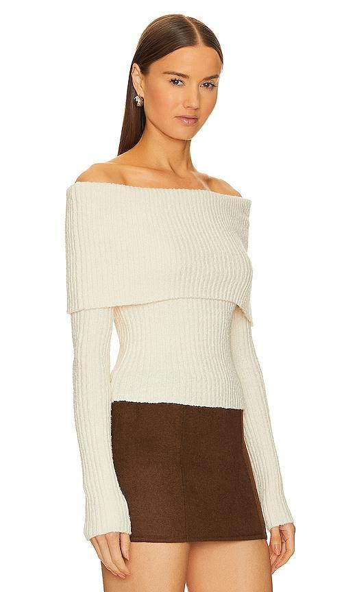 L'Academie Namir Off Shoulder Sweater in Cream. - size L (also in M, S) Product Image