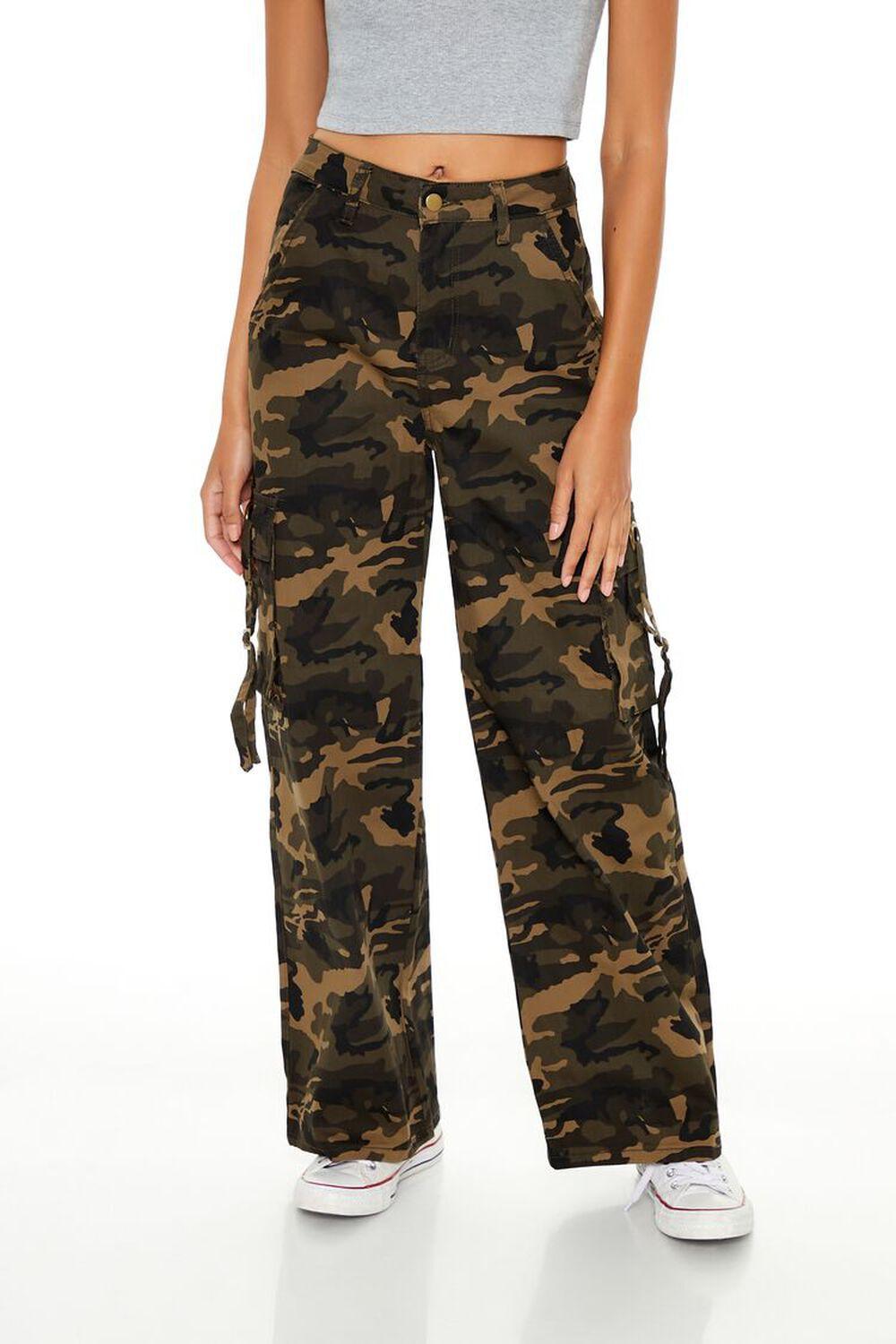 Camo Wide-Leg Cargo Utility Pants | Forever 21 Product Image