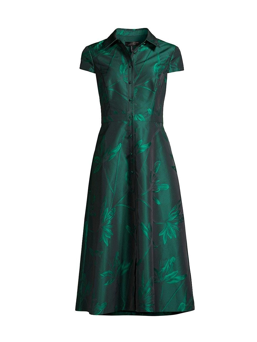 Womens Floral Jacquard Midi-Dress Product Image