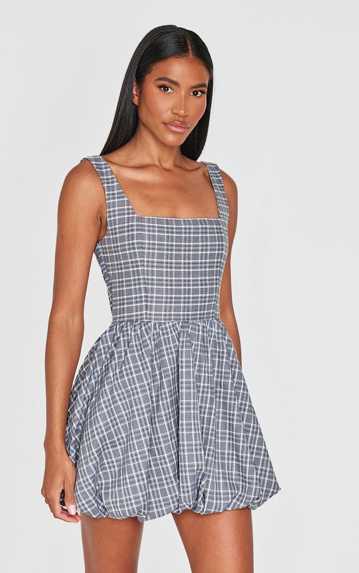 Grey Check Puffball Dress Product Image