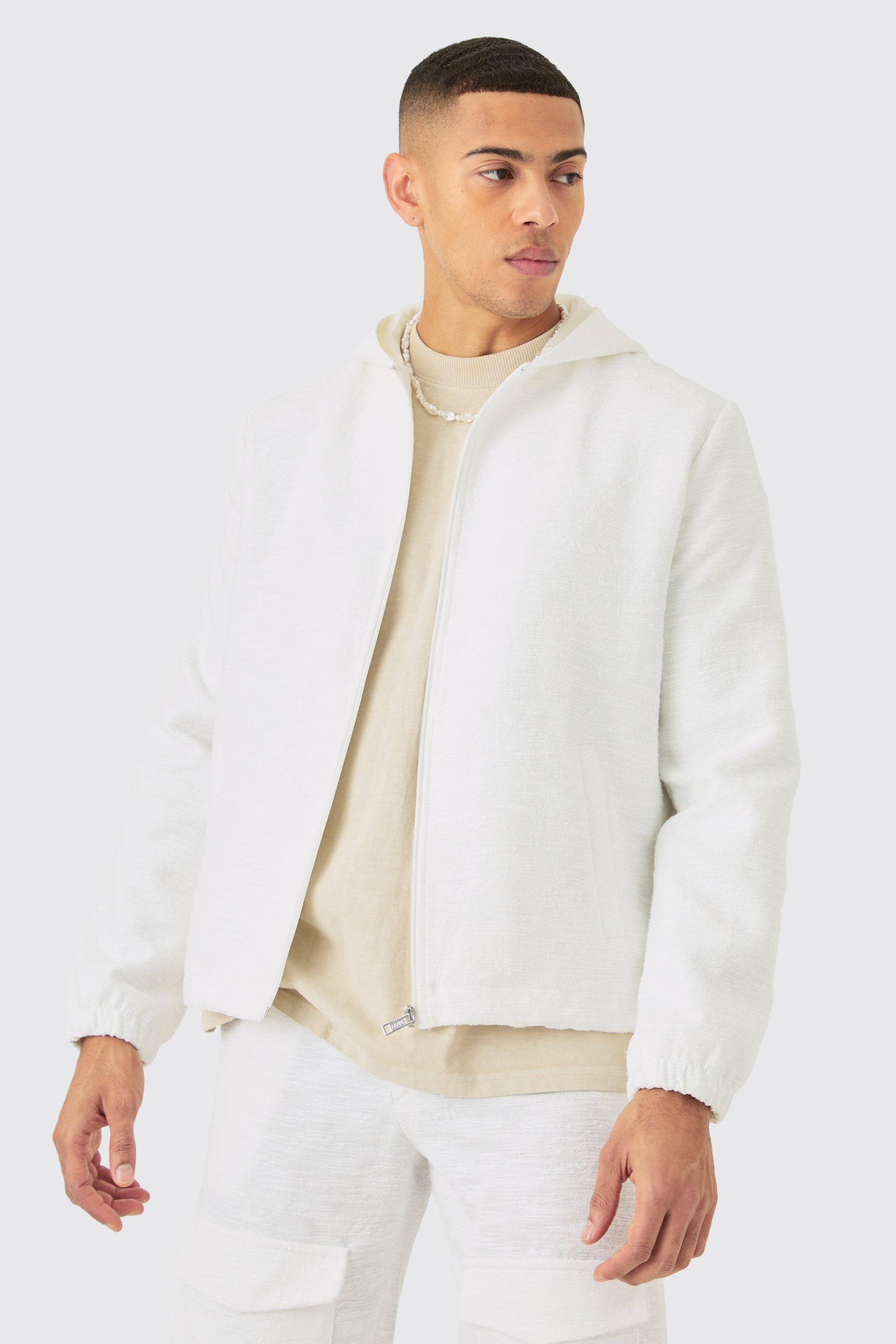 Textured Jacquard Smart Hooded Jacket | boohooMAN USA product image