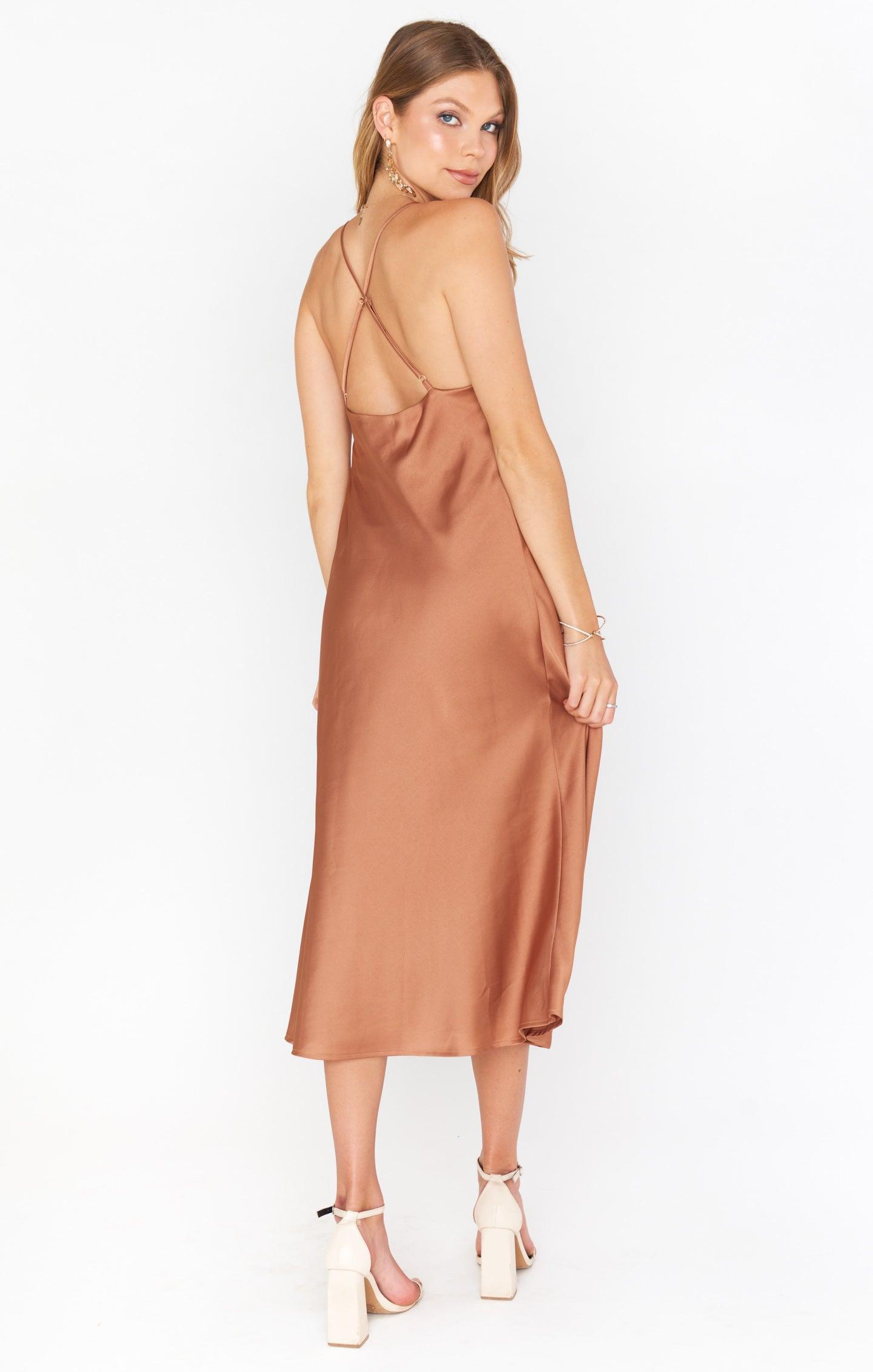 Verona Cowl Dress ~ Copper Luxe Satin Product Image