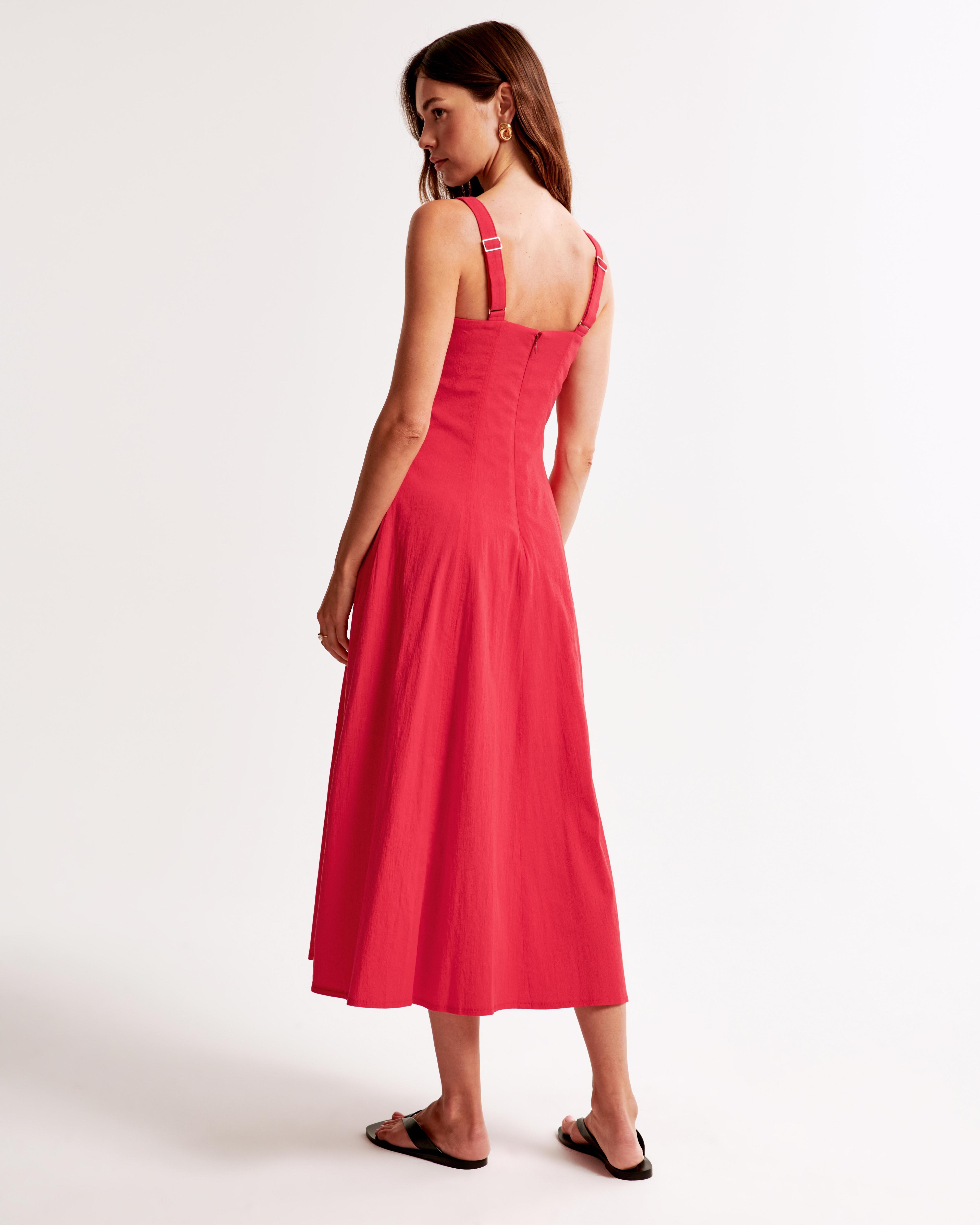 The A&F Mila Fit & Flare Stretch Midi Dress Product Image