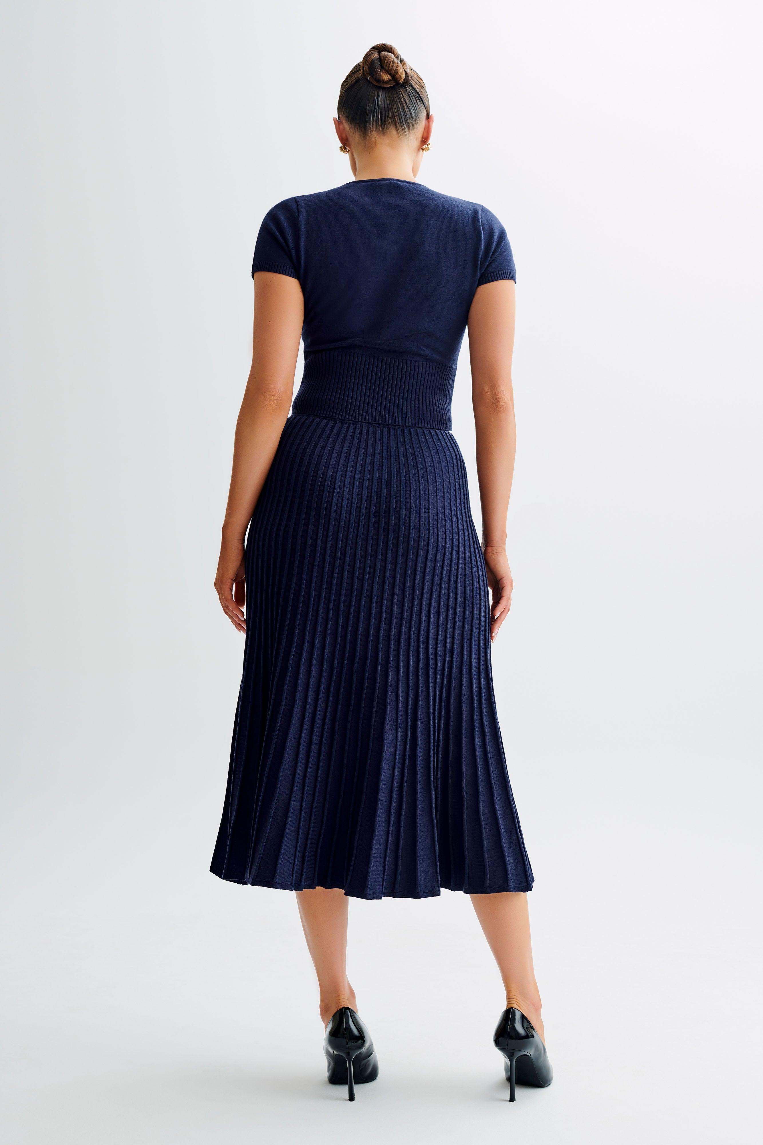 Jolene Rib Knit Midi Skirt - Navy Product Image