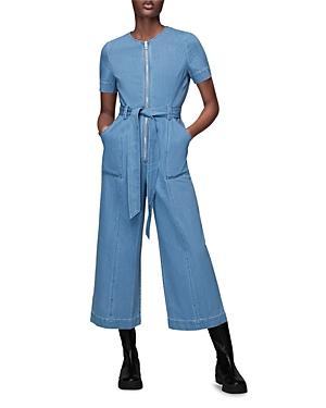 Whistles Short Sleeve Denim Jumpsuit - 8 UK/4 US - 8 UK/4 US - Female Product Image