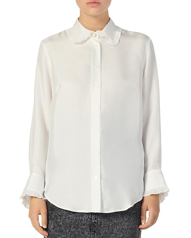 Sandro Taina Ruffled Silk Blouse Product Image