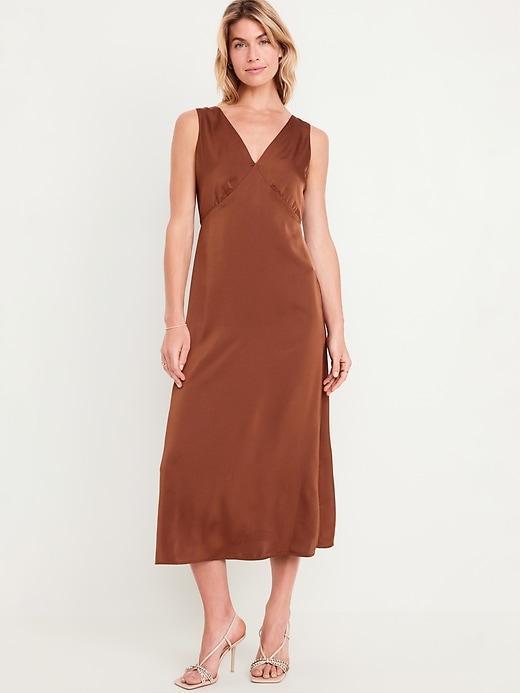 Sleeveless Satin Midi Slip Dress Product Image