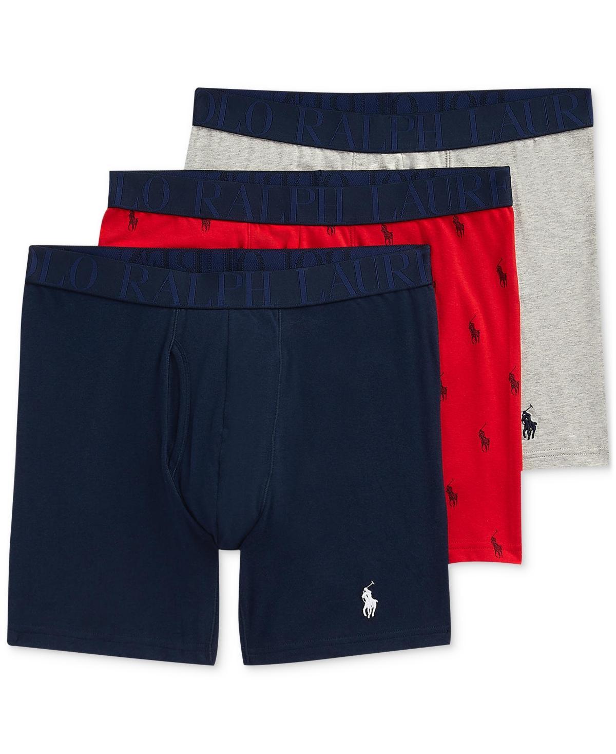 Polo Ralph Lauren Mens 3-Pack Classic-Fit Boxer Briefs - Navy, Red Aopp Product Image