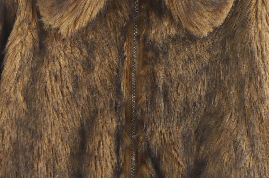 Collar Fluffy Zip Jacket Product Image