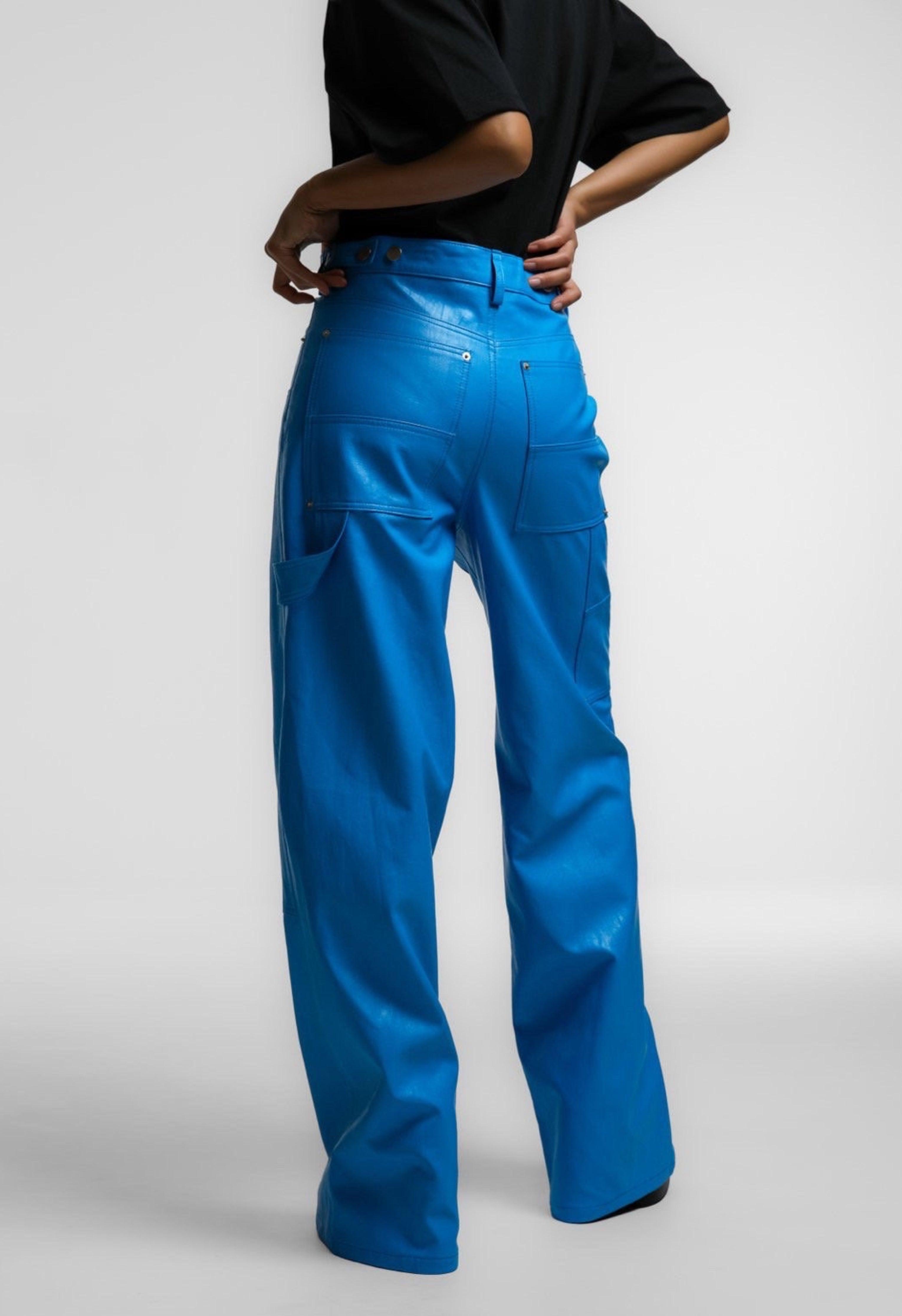 Sima Blue Vegan Leather Pant Product Image