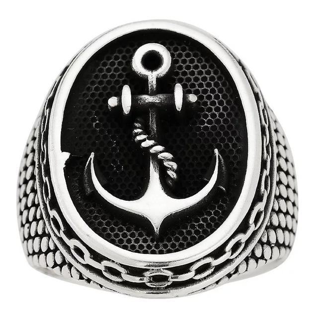 Milanesi And Co Sterling Silver Oxidized Anchor Signet Ring Product Image