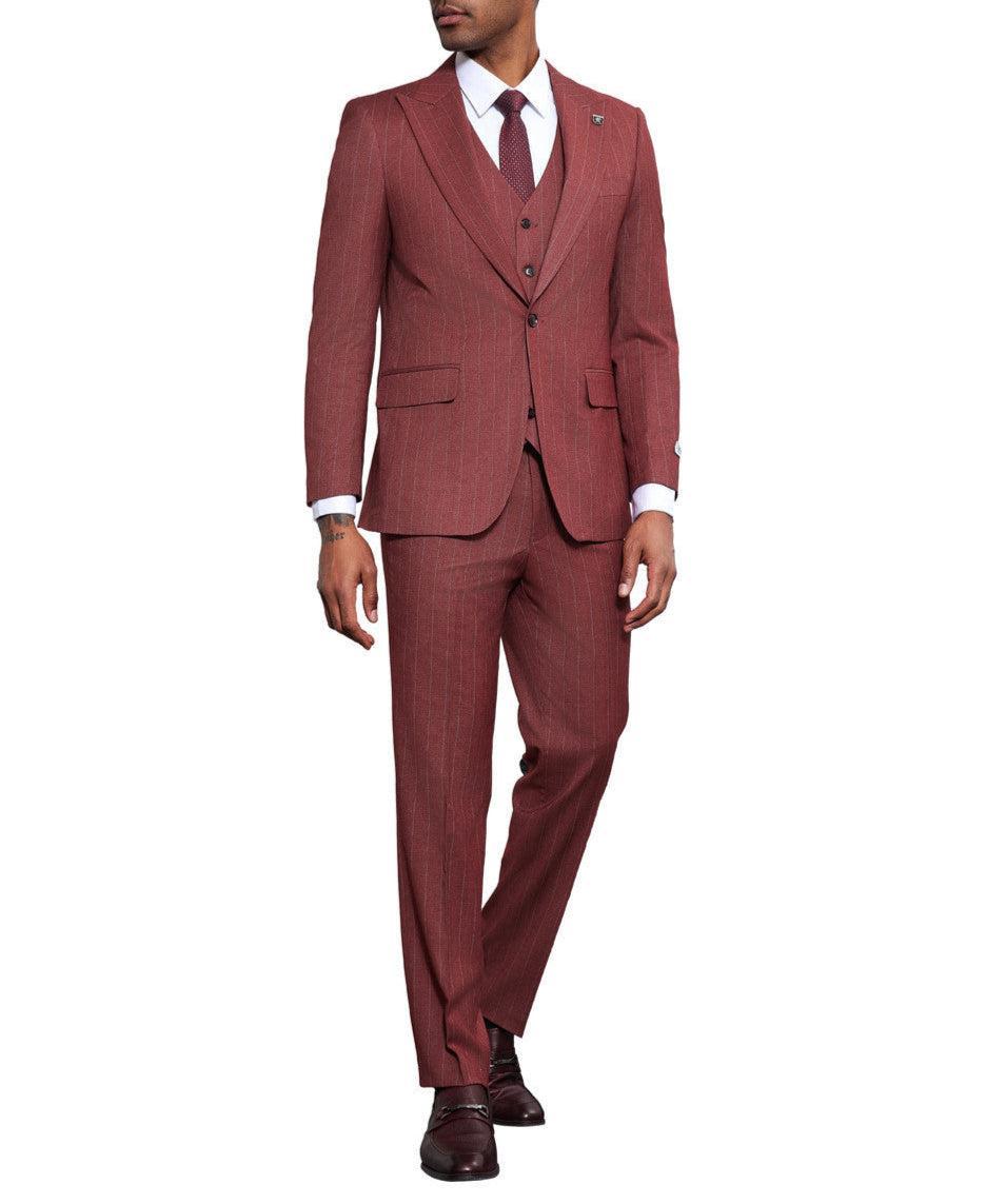 Stacy Adams 3 Piece Pinstripe Hybrid Fit 1 Button Suit Product Image