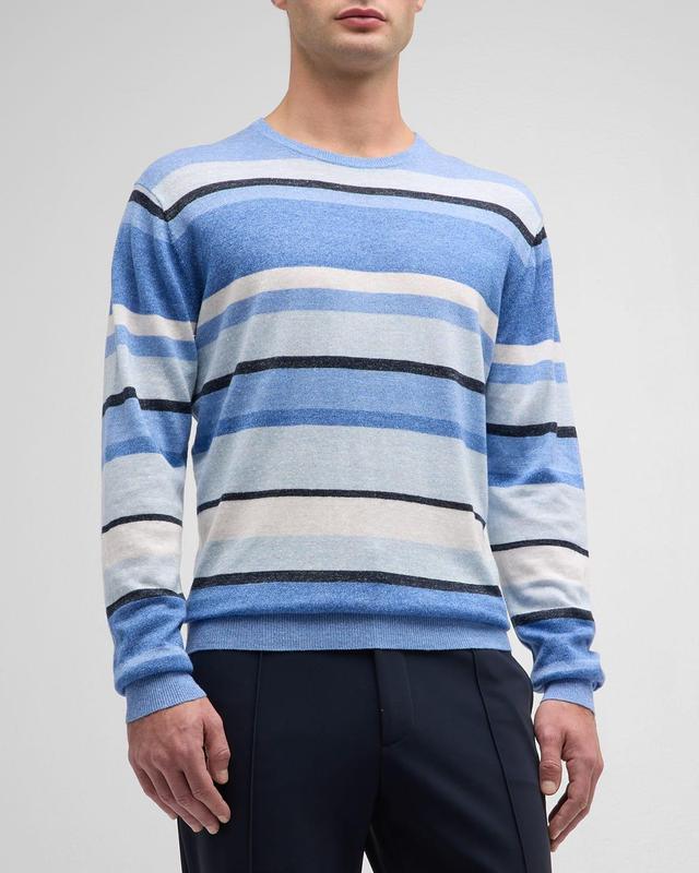 Mens Serene Linen-Wool Stripe Crewneck Sweater Product Image