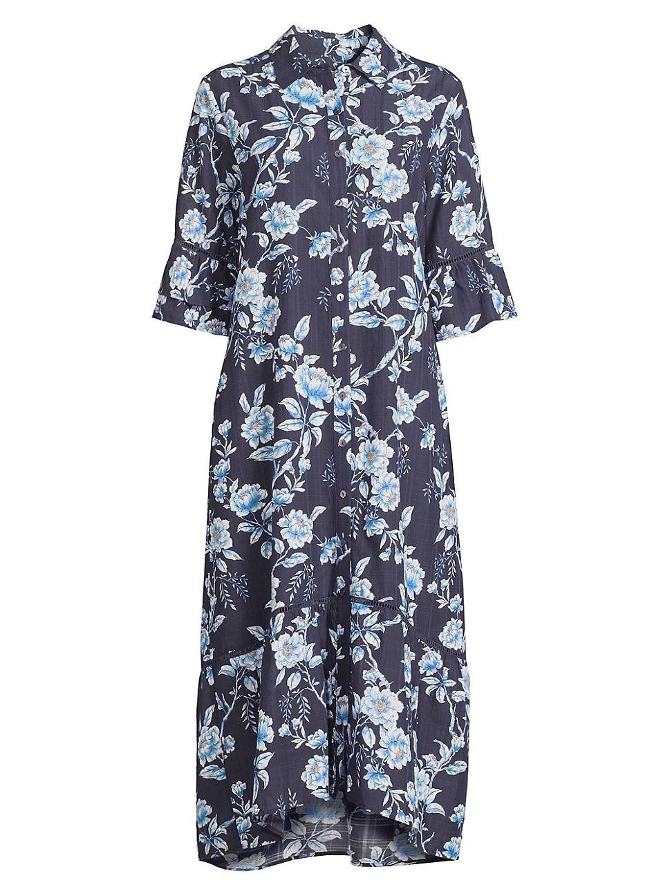 Womens Magnolia Floral Cotton-Blend Midi-Dress Product Image