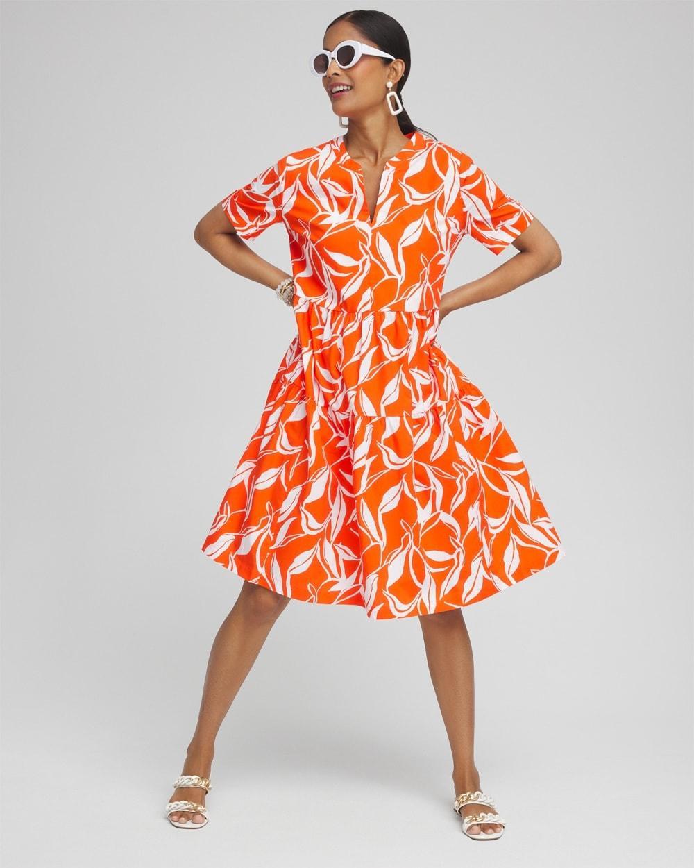 Poplin Leaf Print Dress Product Image