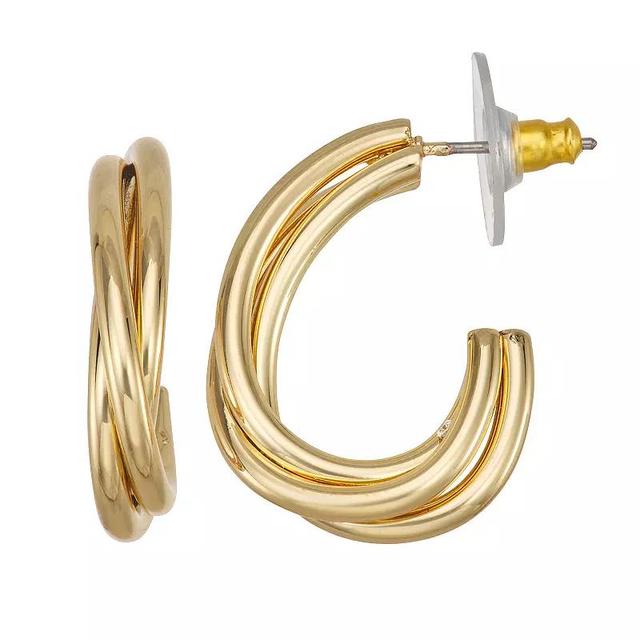 Napier Gold Tone Something Special C-Hoop Earrings, Womens Product Image