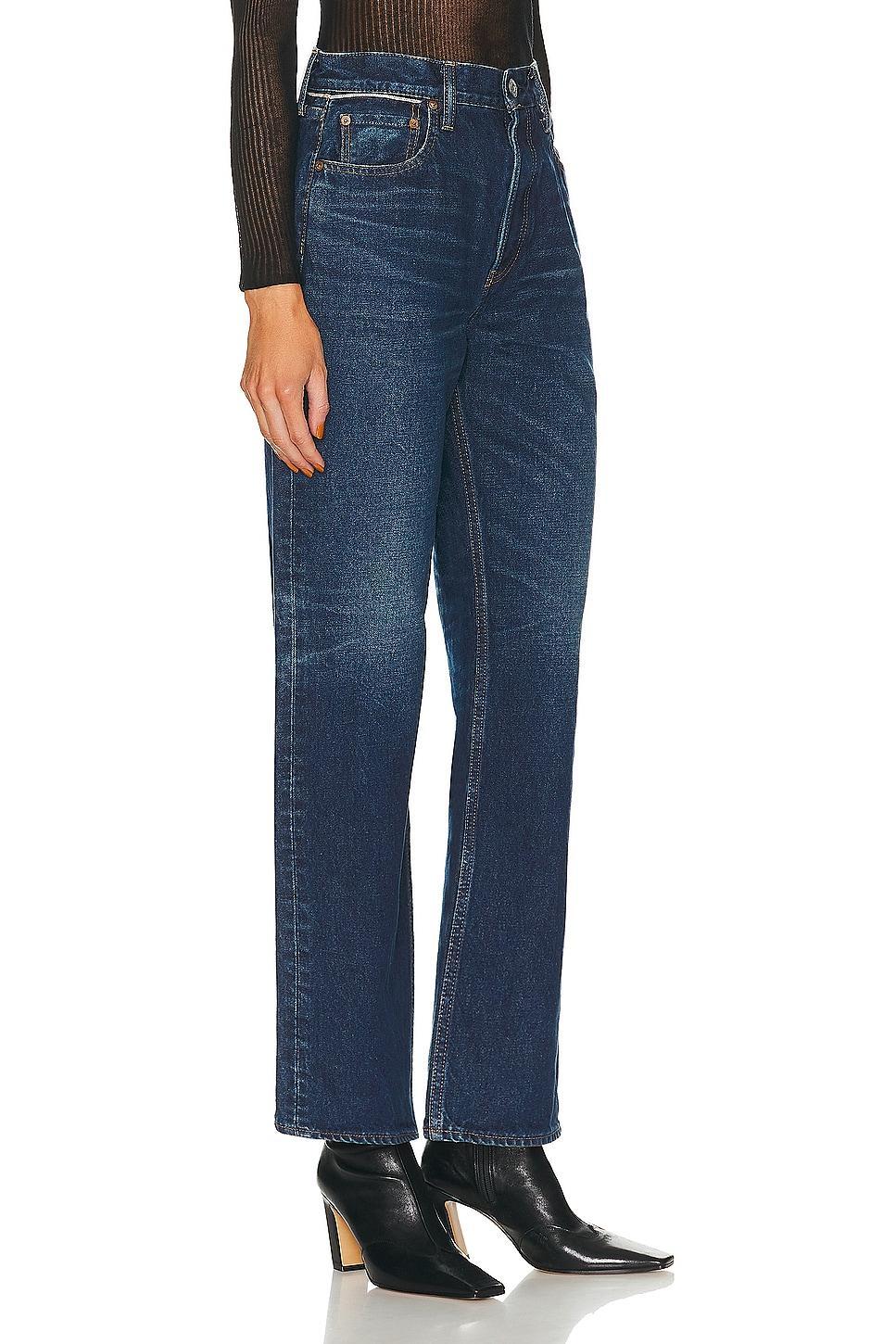 Moussy Vintage Bartlett Wide Straight in Dark Blue - Denim-Dark. Size 27 (also in 31). Product Image