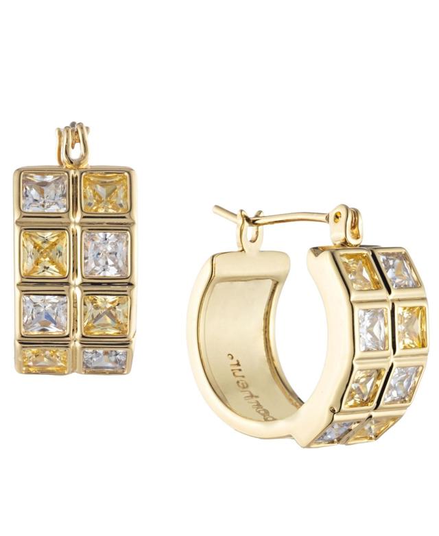 Bonheur Jewelry Womens Astor Yellow & White Crystal Hoop Earrings in Yellow Gold Product Image