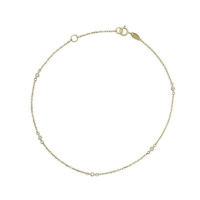 Taylor Grace 10k Gold Cubic Zirconia Station Anklet, Womens Product Image