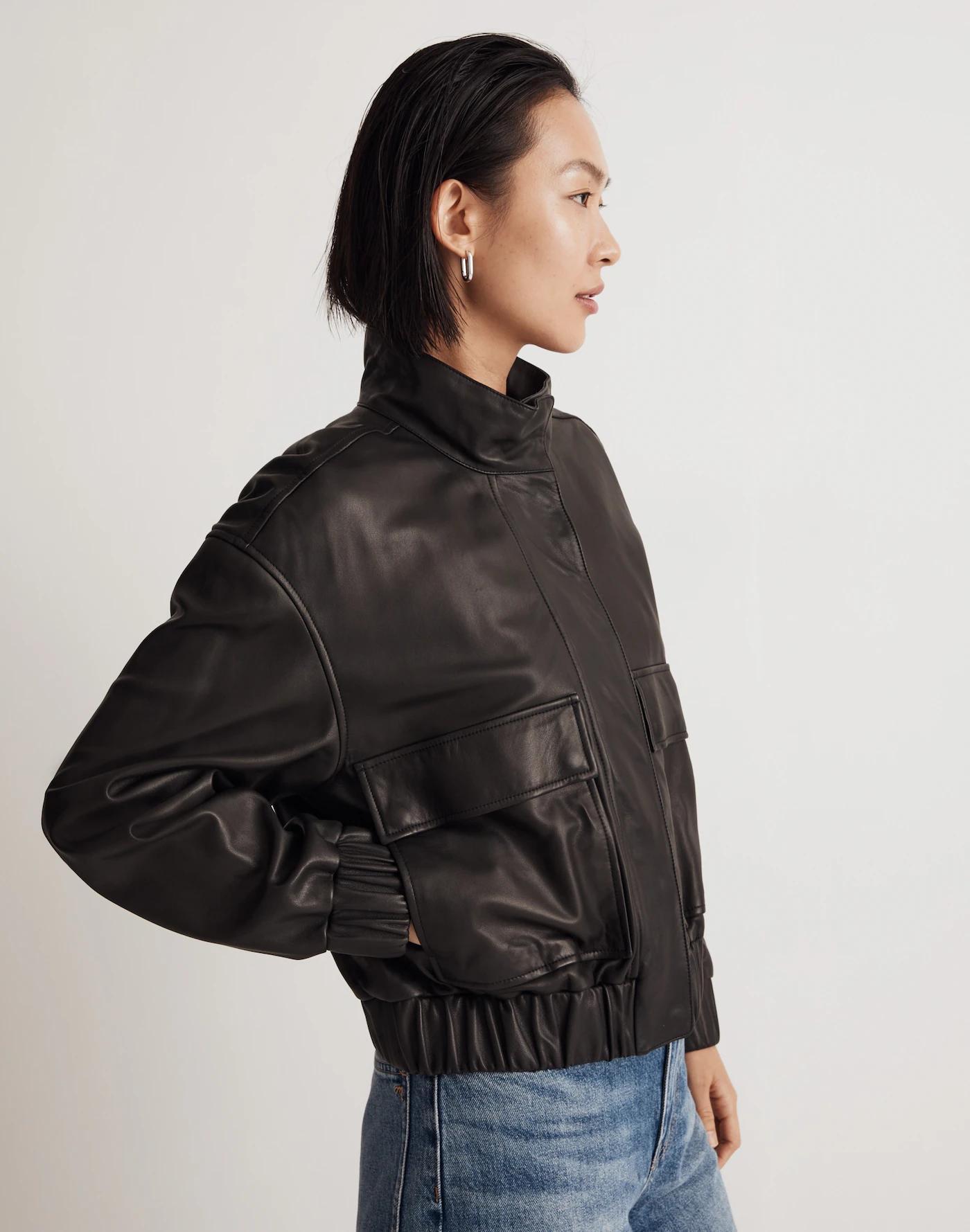 Leather Bomber Jacket Product Image