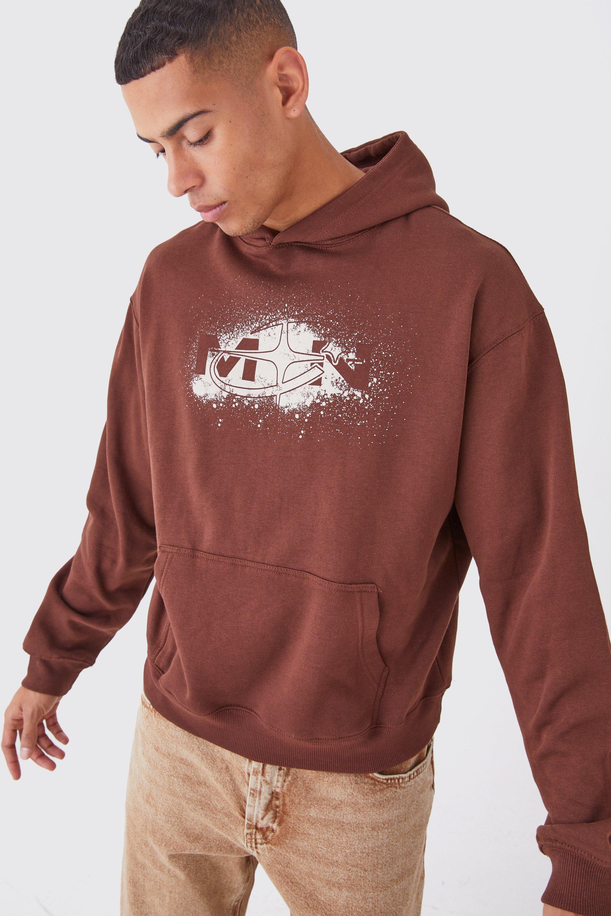 Boxy Man Spray Graphic Hoodie | boohooMAN USA Product Image