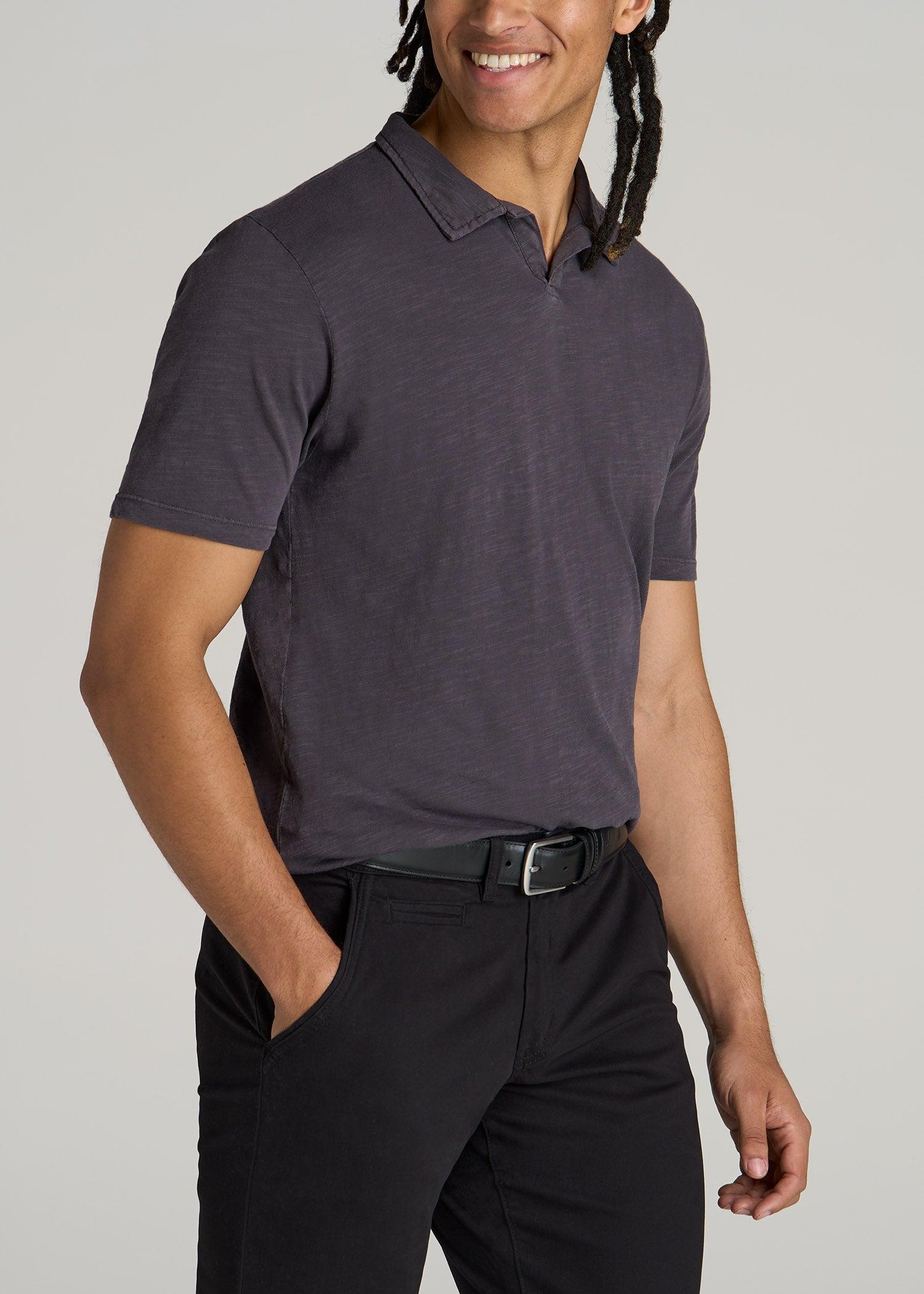 Slub Men's Tall Polo Shirt in Charcoal Product Image