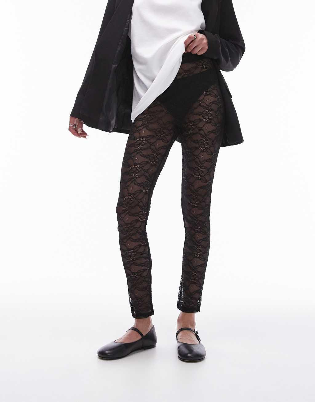 Topshop lace leggings in black product image