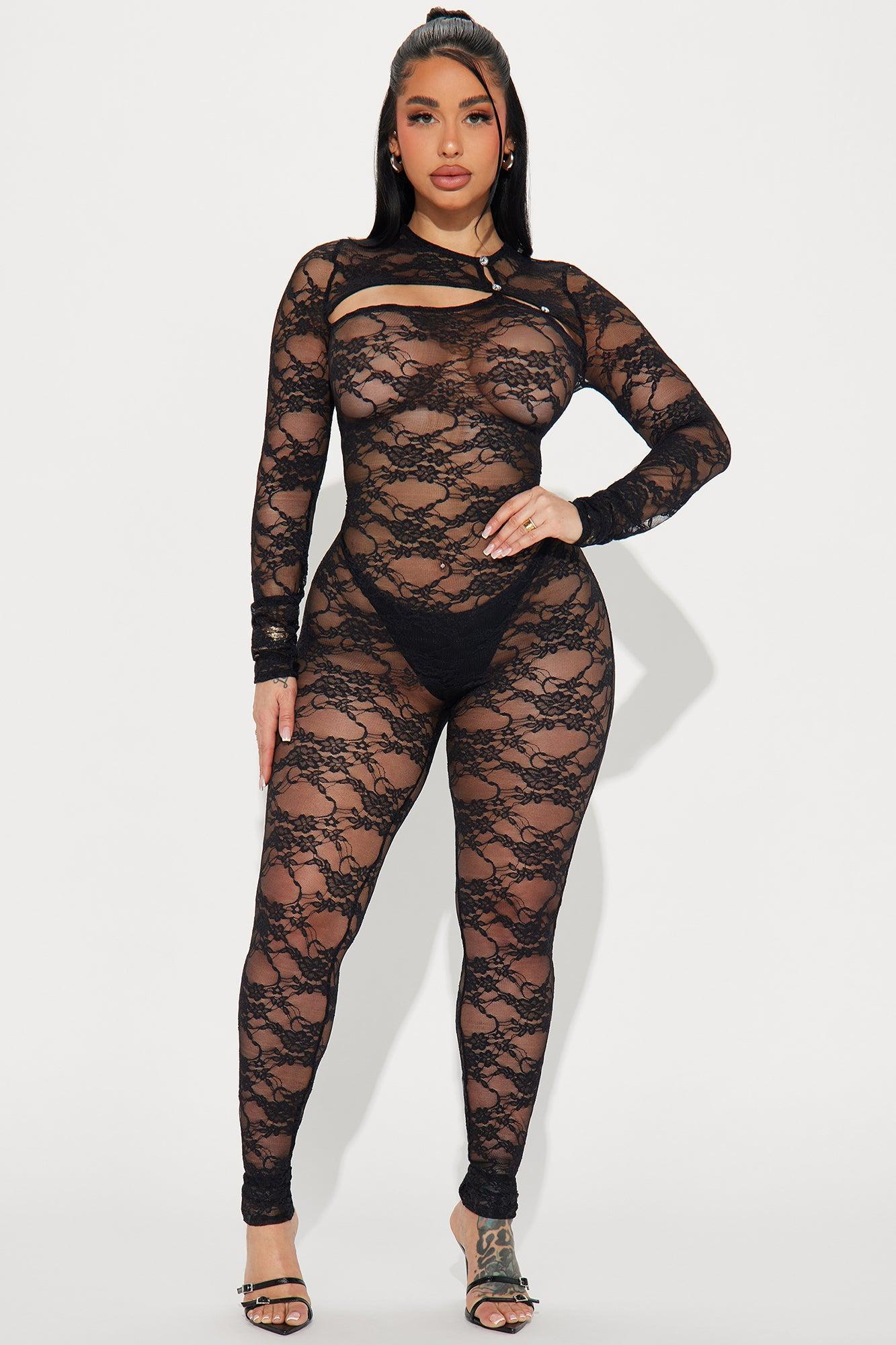 Love Me Lace Jumpsuit  - Black Product Image