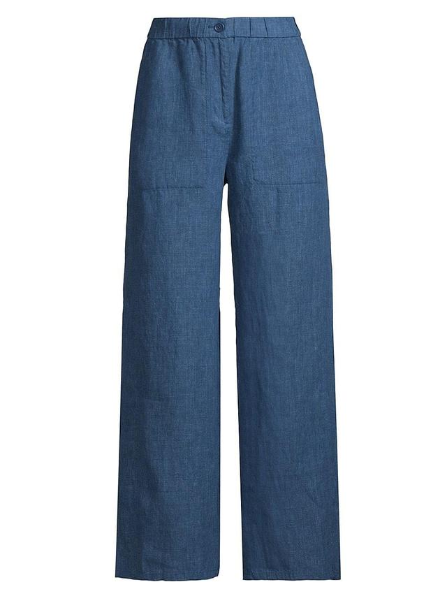 Eileen Fisher Organic Linen Ankle Wide Leg Pants Product Image