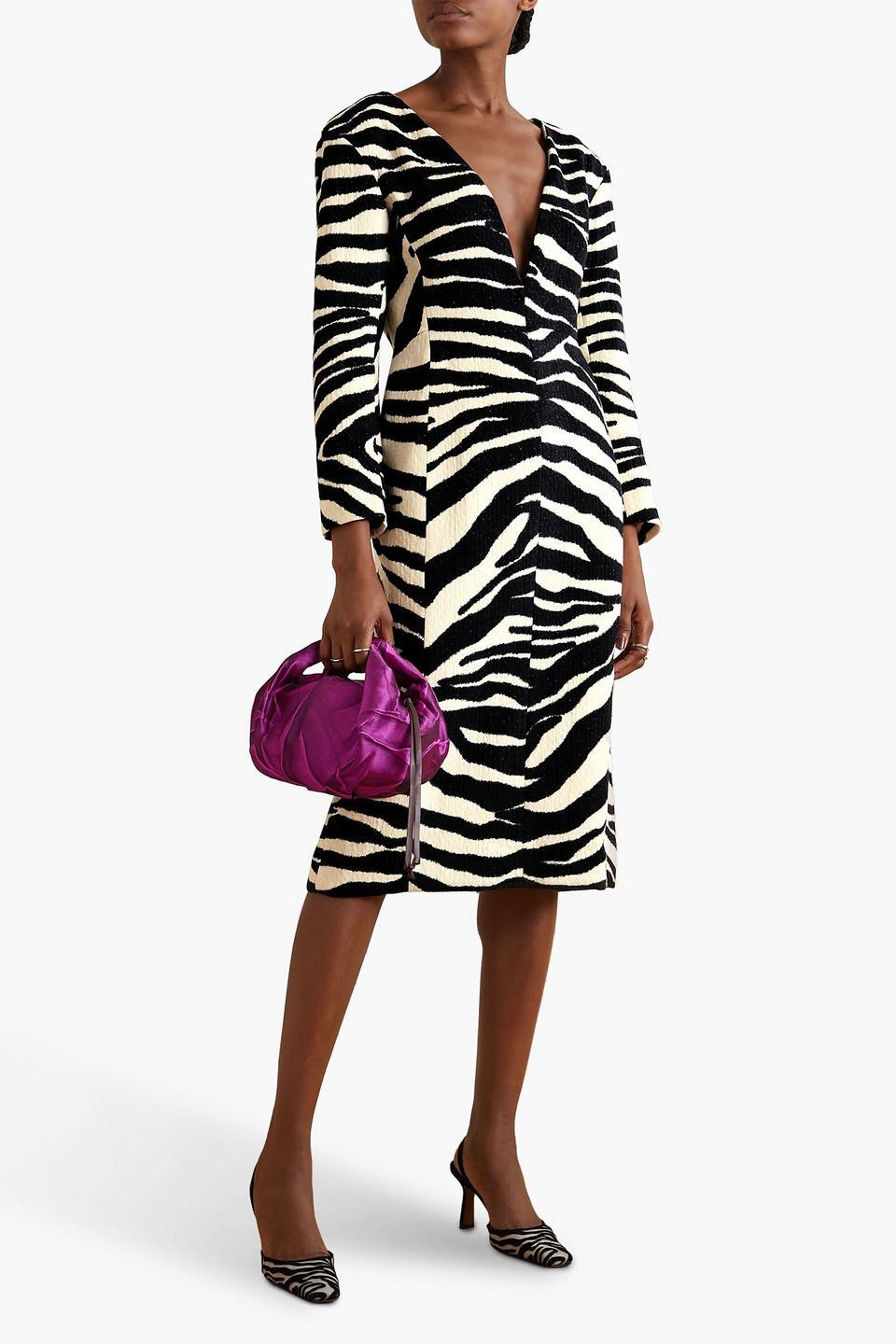 Debra Zebra Print Midi Dress - Women's - Cotton/viscose/acrylic/polyamidenylonpolyesterviscose In Ecru Product Image