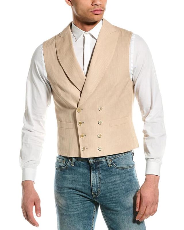 Wool & Linen-blend Vest In Beige Product Image