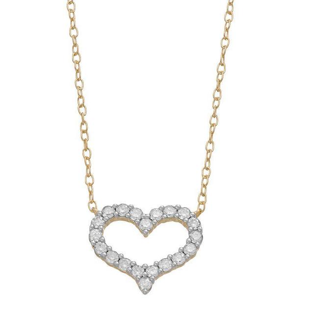 Sterling Silver 1/4 Carat T.W. Diamond Heart Pendant Necklace, Womens Gold Tone Product Image