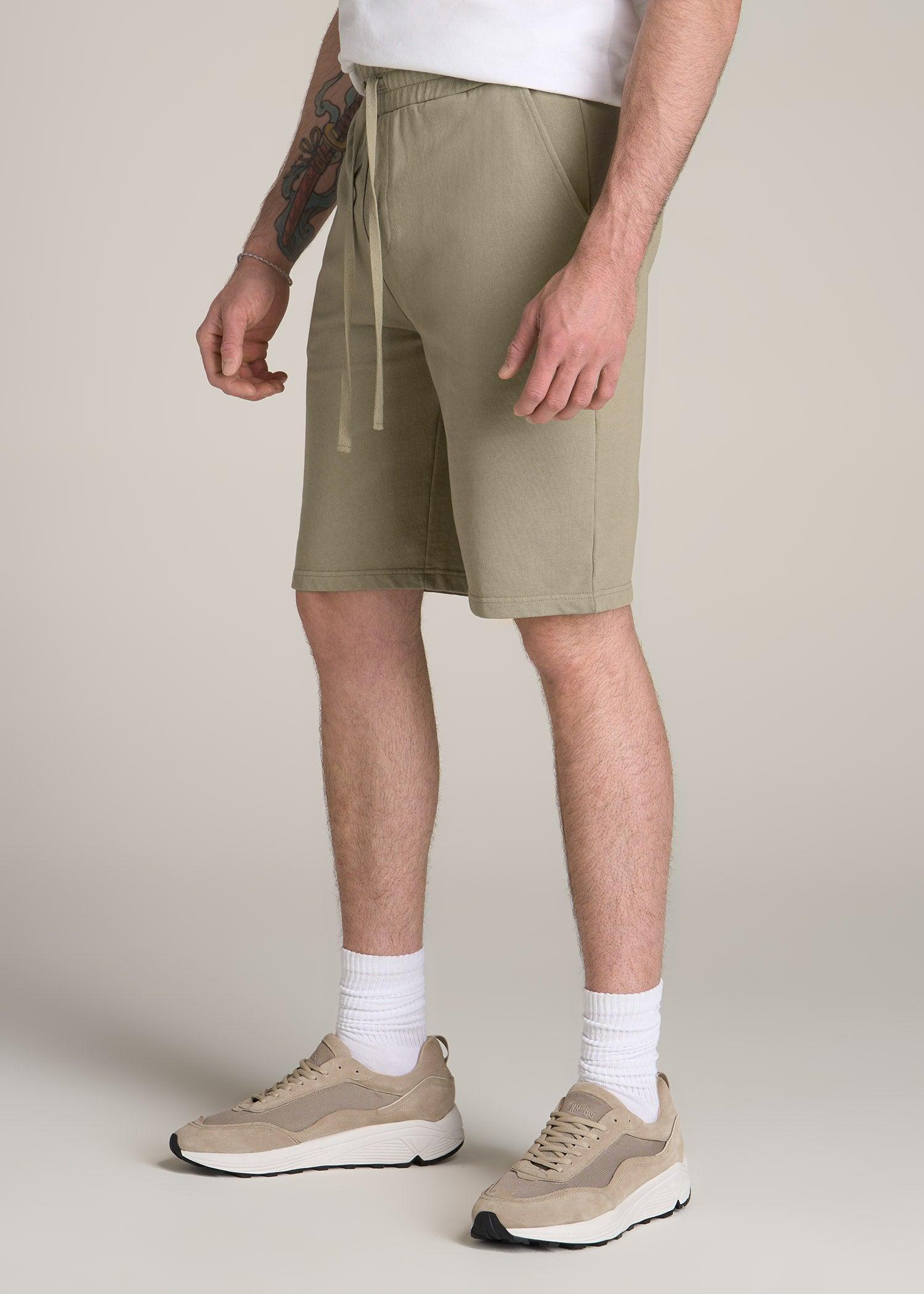 Wearever Garment-Dyed French Terry Sweat Shorts for Tall Men in Khaki Male Product Image