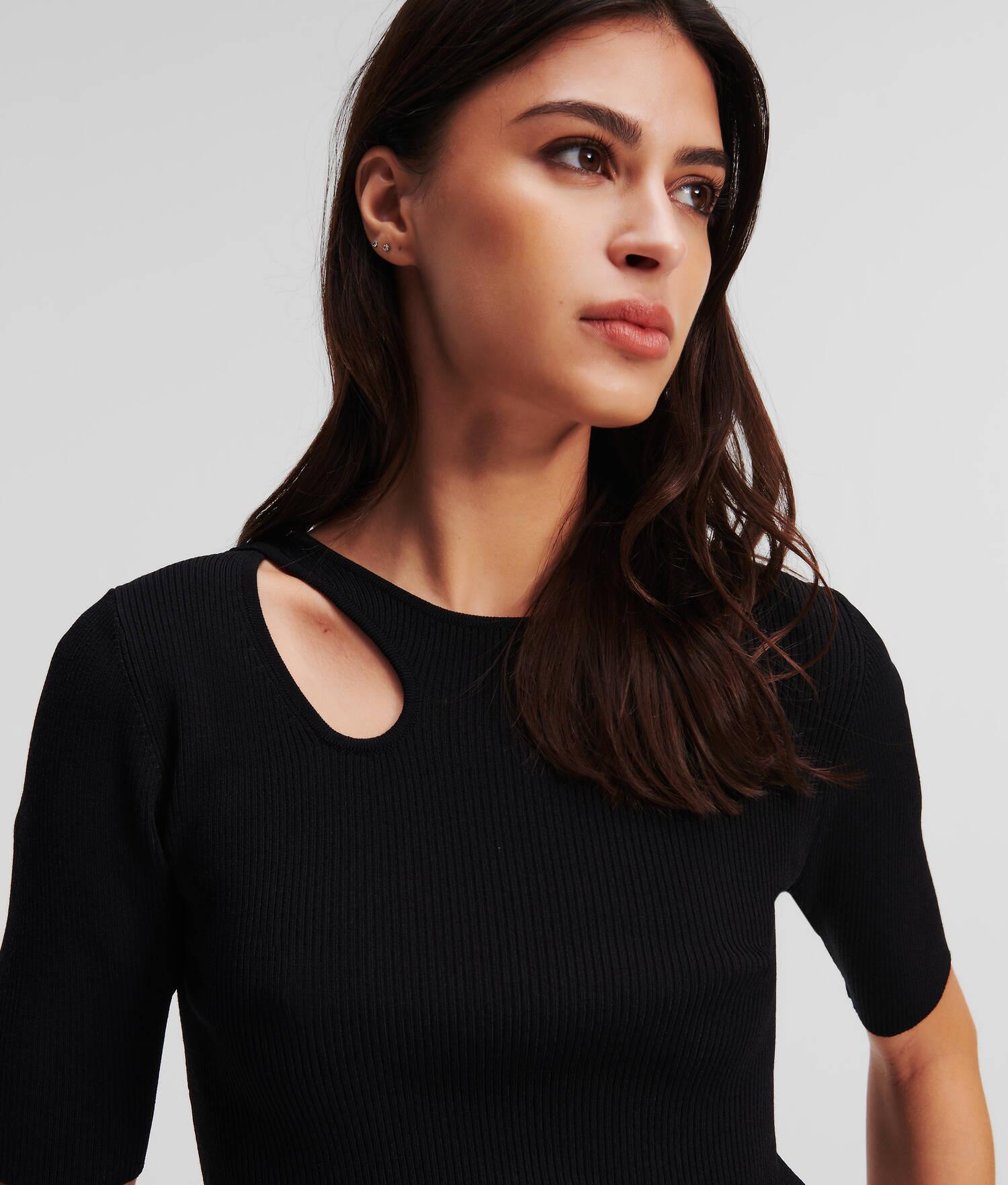 CUT-OUT RIB-KNIT TOP Product Image