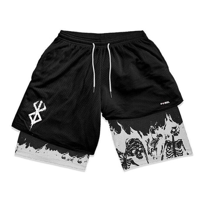 Skull Of Sacrifice Performance Hippop Double Layer Quick Dry Shorts Product Image