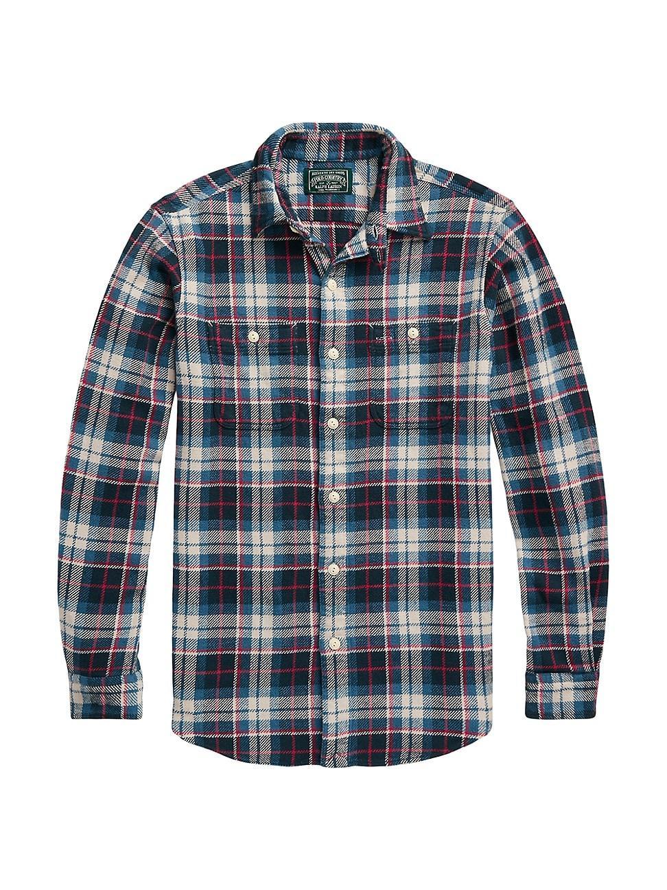 Mens Plaid Flannel Button-Front Shirt Product Image