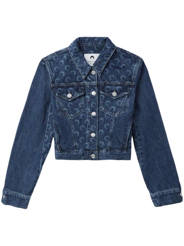 Deadstock Moonogram-pattern denim jacket Product Image