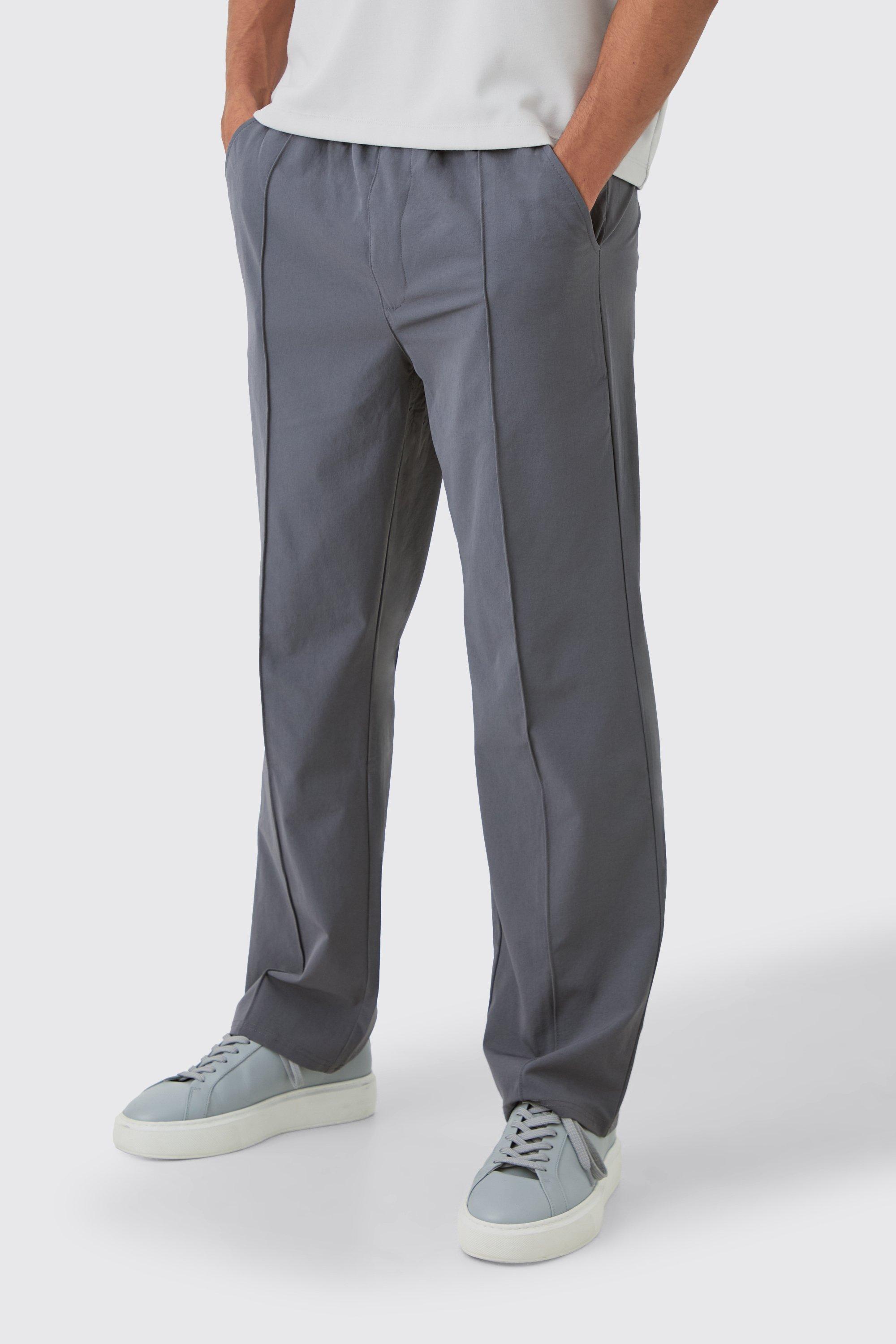 Elasticated Technical Stretch Relaxed Pintuck Pants | boohooMAN USA Product Image