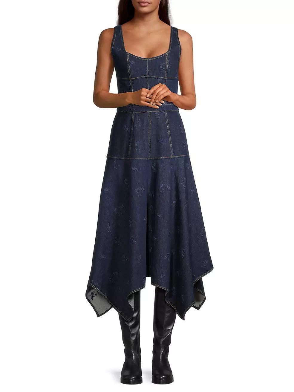 Denim Handkerchief Midi-Dress Product Image