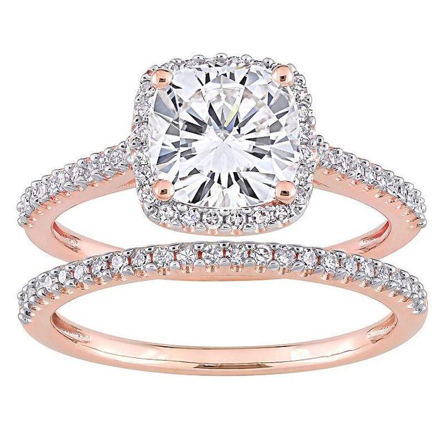 Stella Grace 14k Rose Gold 2 Carat T.W. Lab-Created Moissanite & 1/3 Carat T.W. Diamond Engagement Ring Set, Womens Product Image