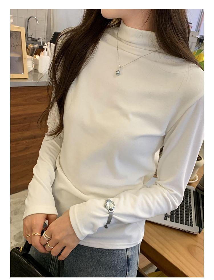 Long Sleeve Mock Neck Plain Top Product Image