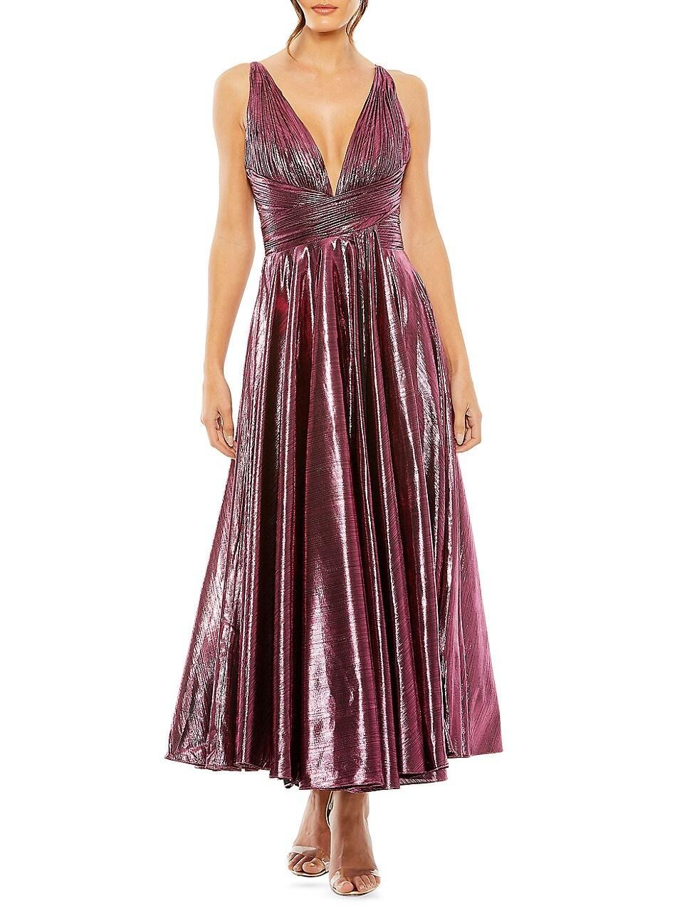 Mac Duggal Pleated Metallic Cocktail Dress Product Image