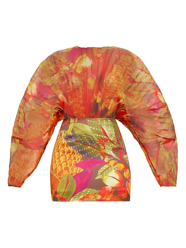 Womens Odi Tropical Pleated Organza Minidress Product Image