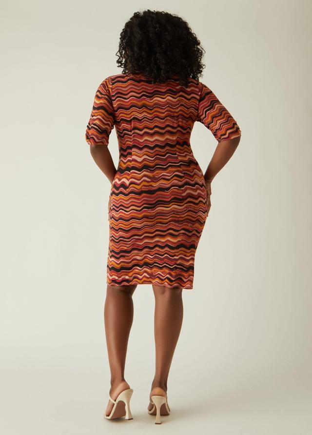 Ruched Zigzag Print Shirtdress Product Image