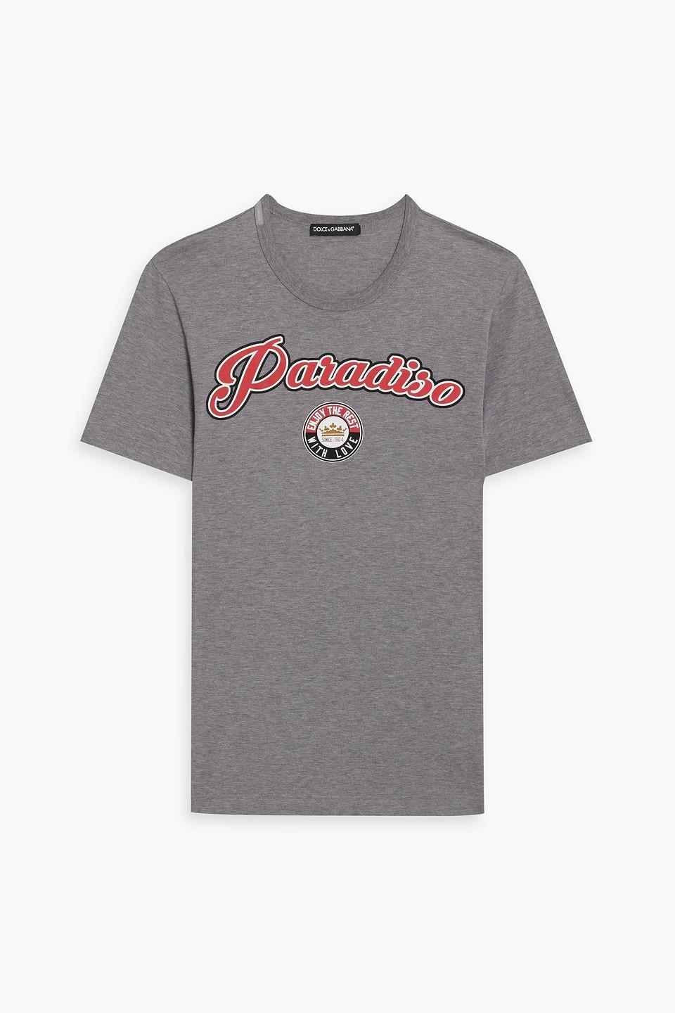 Printed Cotton-jersey T-shirt In Gray Product Image